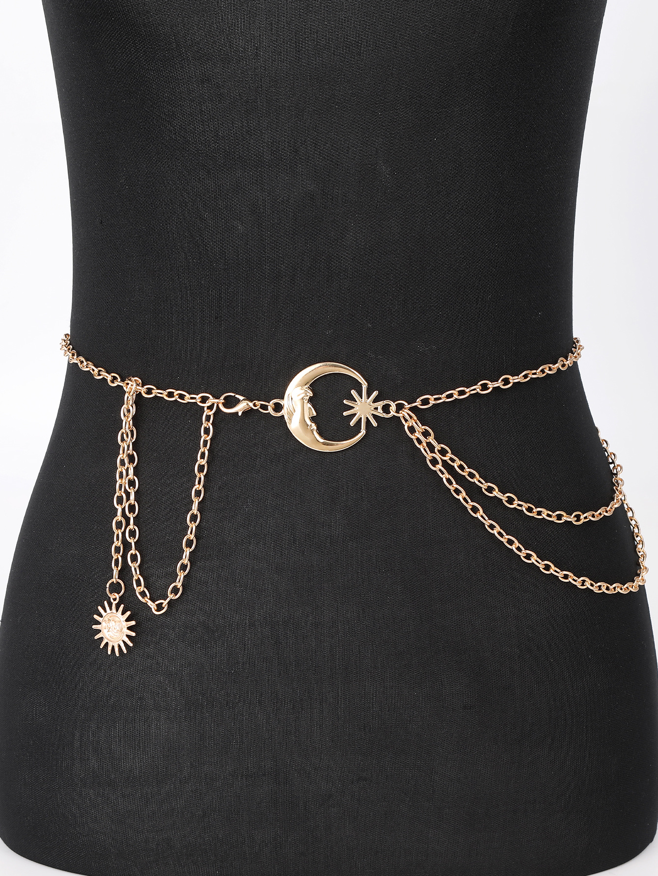 European American Moon Multi-Layer Metal Chain Waist Chain Belt Unique ...