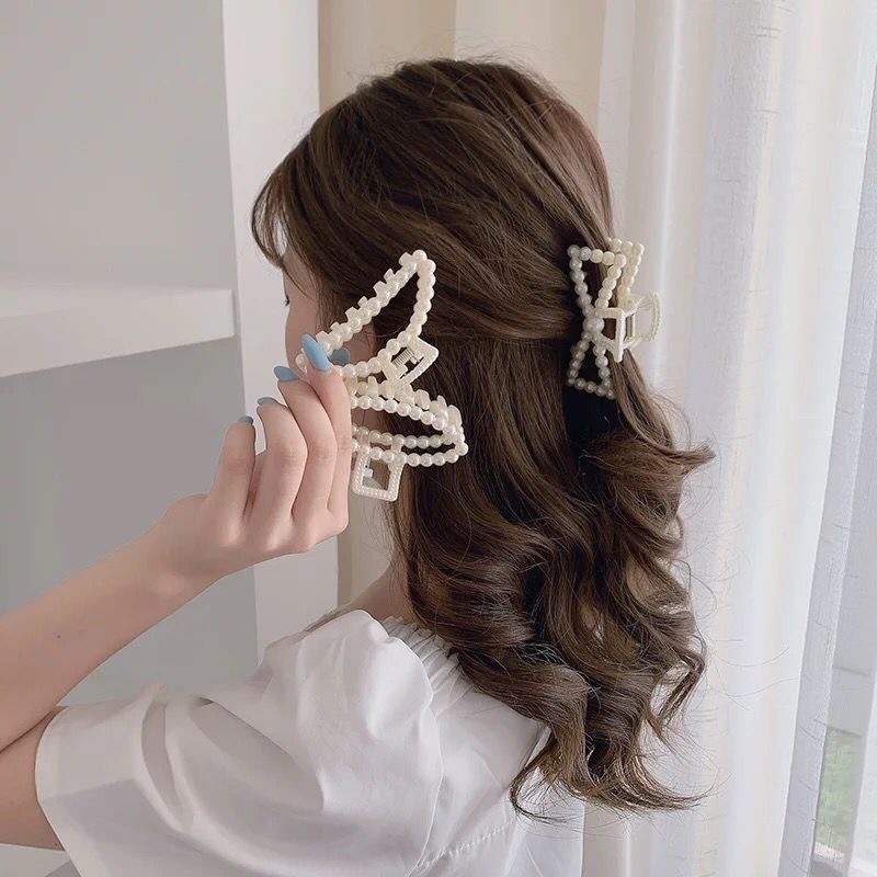 Pearl Hairpin Back Of The Head Bathing Clip Large Korean Elegant ...