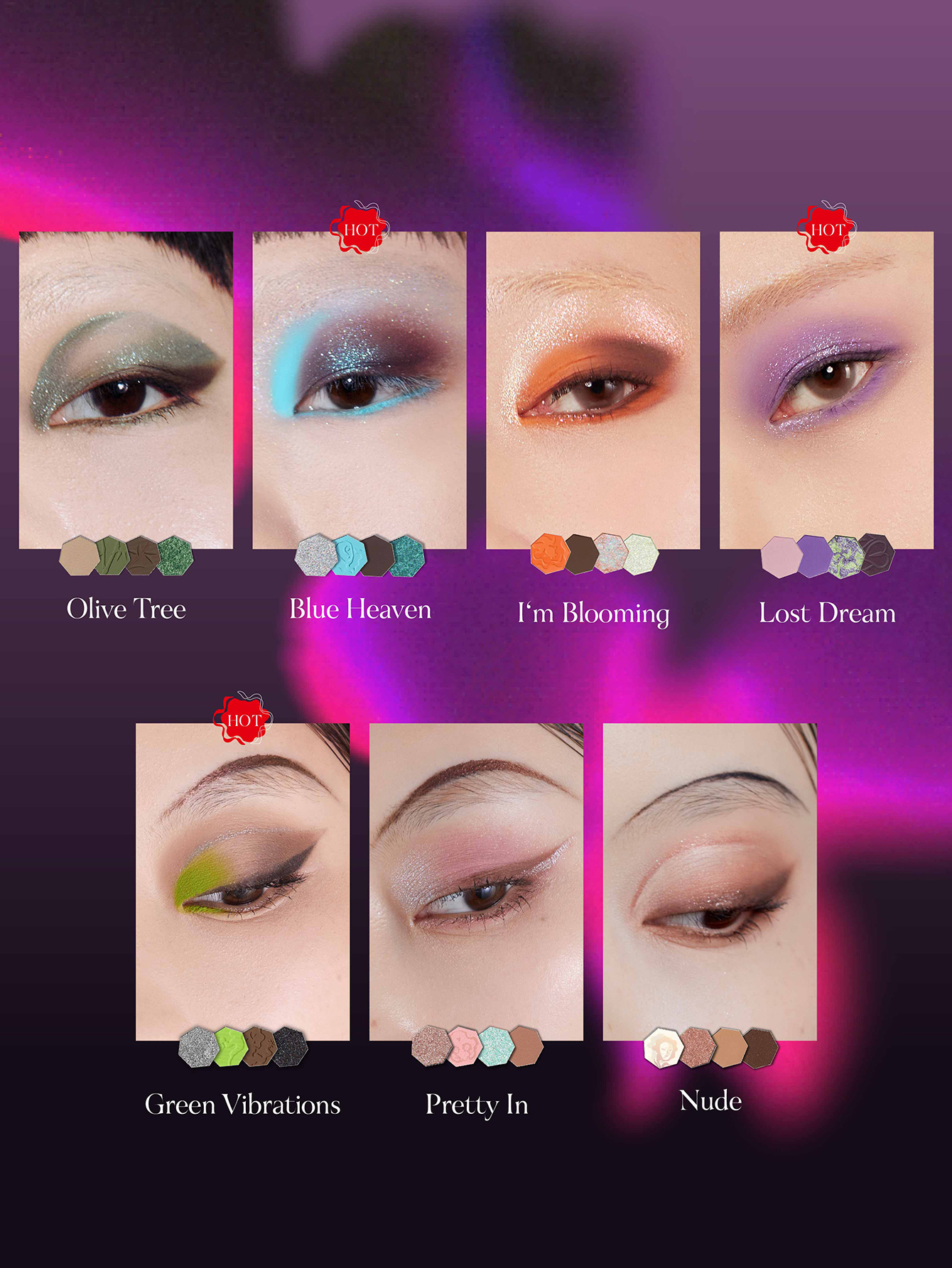 Description Picture 5 of itemGirlcult Dark series eyeshadow four inventions New metal shiny creative color Cool girl fashion eyeshadow