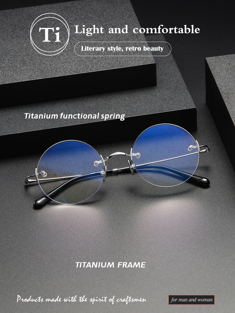 Steve Jobs Same Style Frameless Glasses Retro Small Round Frame Ultra ...
