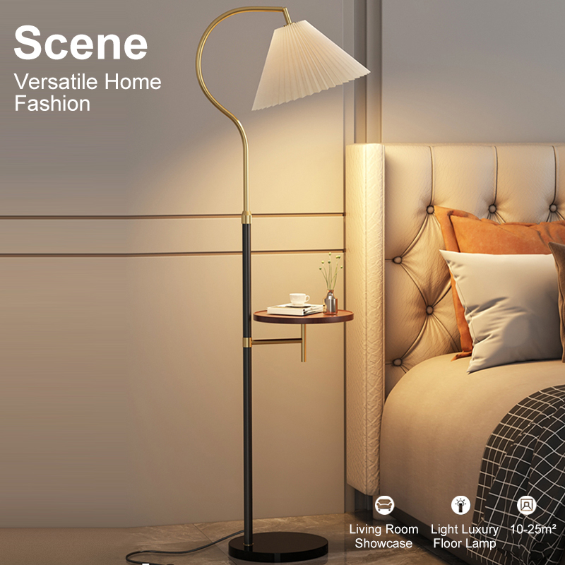 Floor Stand Lamp Modern Led Stand Light with Table Lampu Ruang Tamu