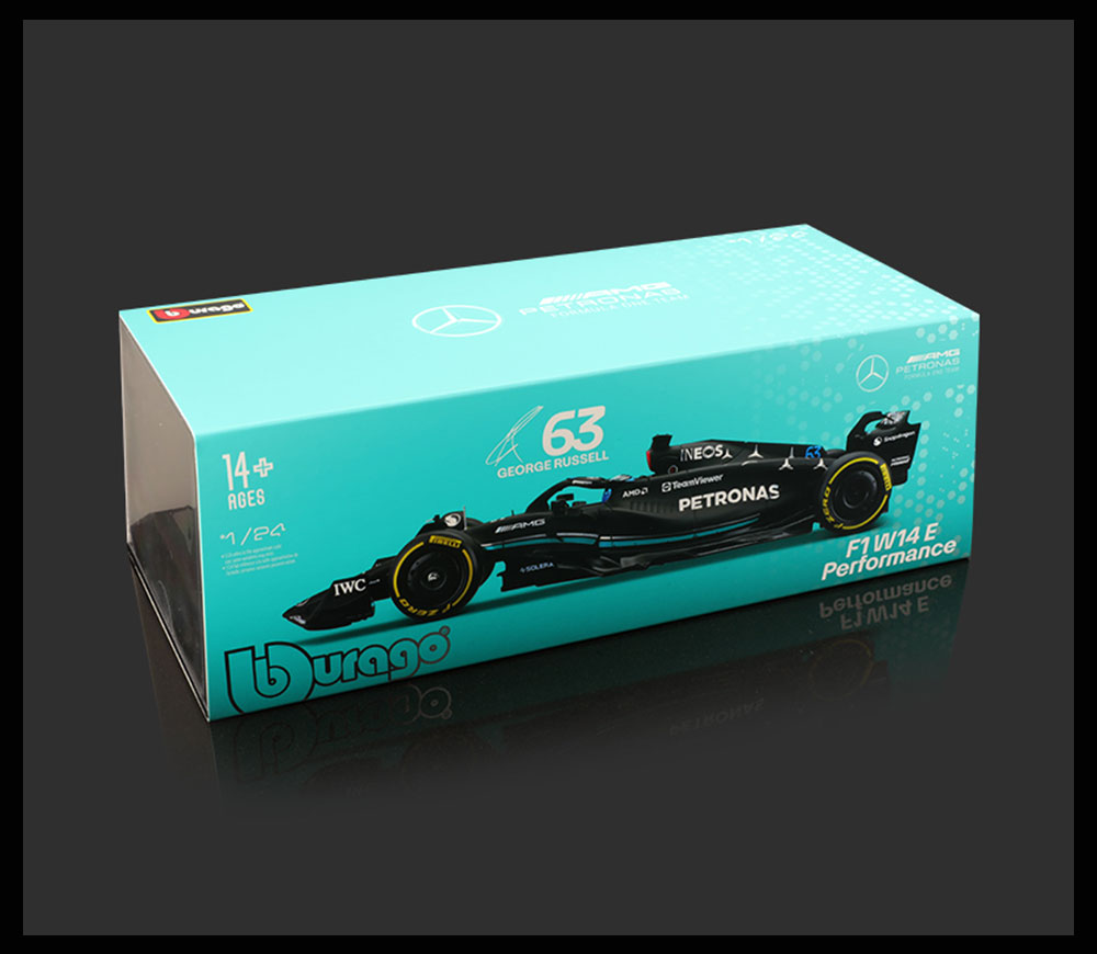 Bburago - Mercedes AMG W15E F1 2024#Hamilton Avec Casque - Voiture Miniature Métal 1/43 - Modèle Officiel Formule 1 Saison 2024 - Détails Réalistes - Edition Collector Mercedes
