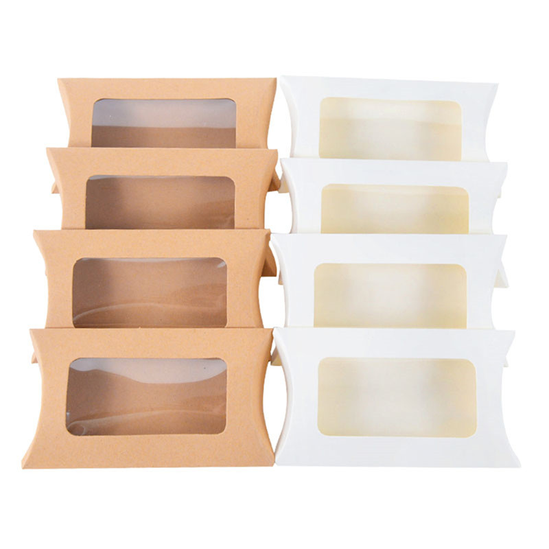 50pcs/pack Creative Candy Box Brown Kraft Paper Mini Gift Pillow Boxes ...