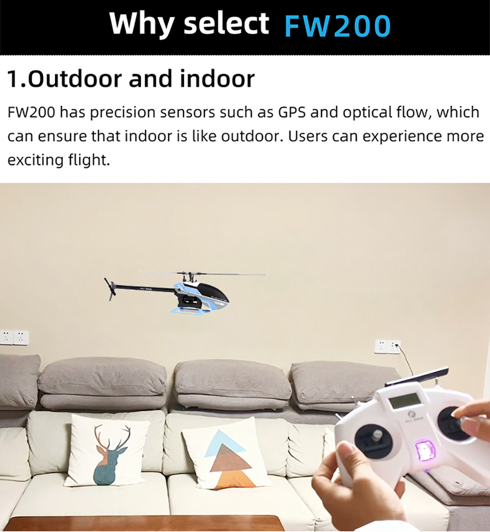 FlyWing FW200 H1 V2 RC Helicopter RTF 3D APP Adjust Automatic Return ...