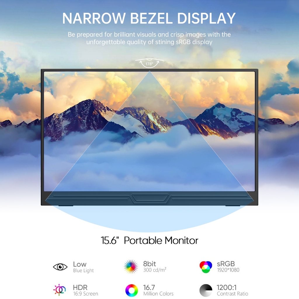Portable Monitor 15.6 Inch FHD 144HZ 2K IPS Monitor For Game PS4 Switch ...