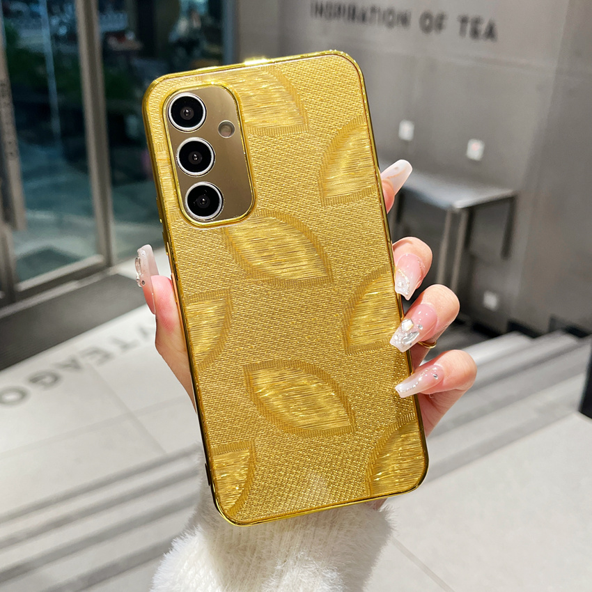 3d Plating Gold Leaves Phone Case For Iphone 11 12 13 14 15 Pro Max 7 8 Plus X Xs Xr Hard Pc 4006