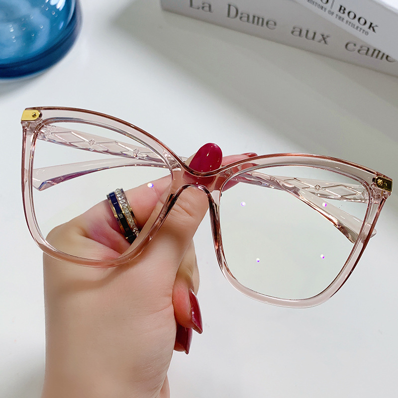 New Cat Eye Anti Blue Light Retro Large Frame Flat Mirror with Eyeglass ...