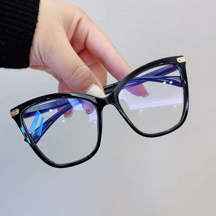 New Cat Eye Anti Blue Light Retro Large Frame Flat Mirror with Eyeglass ...