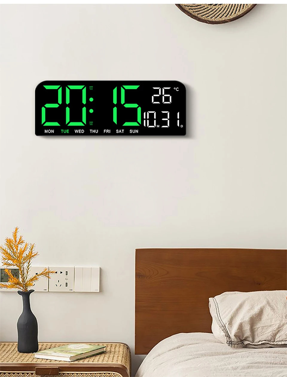Large Digital Wall Clock Temperature Date Week Timing Countdown ...