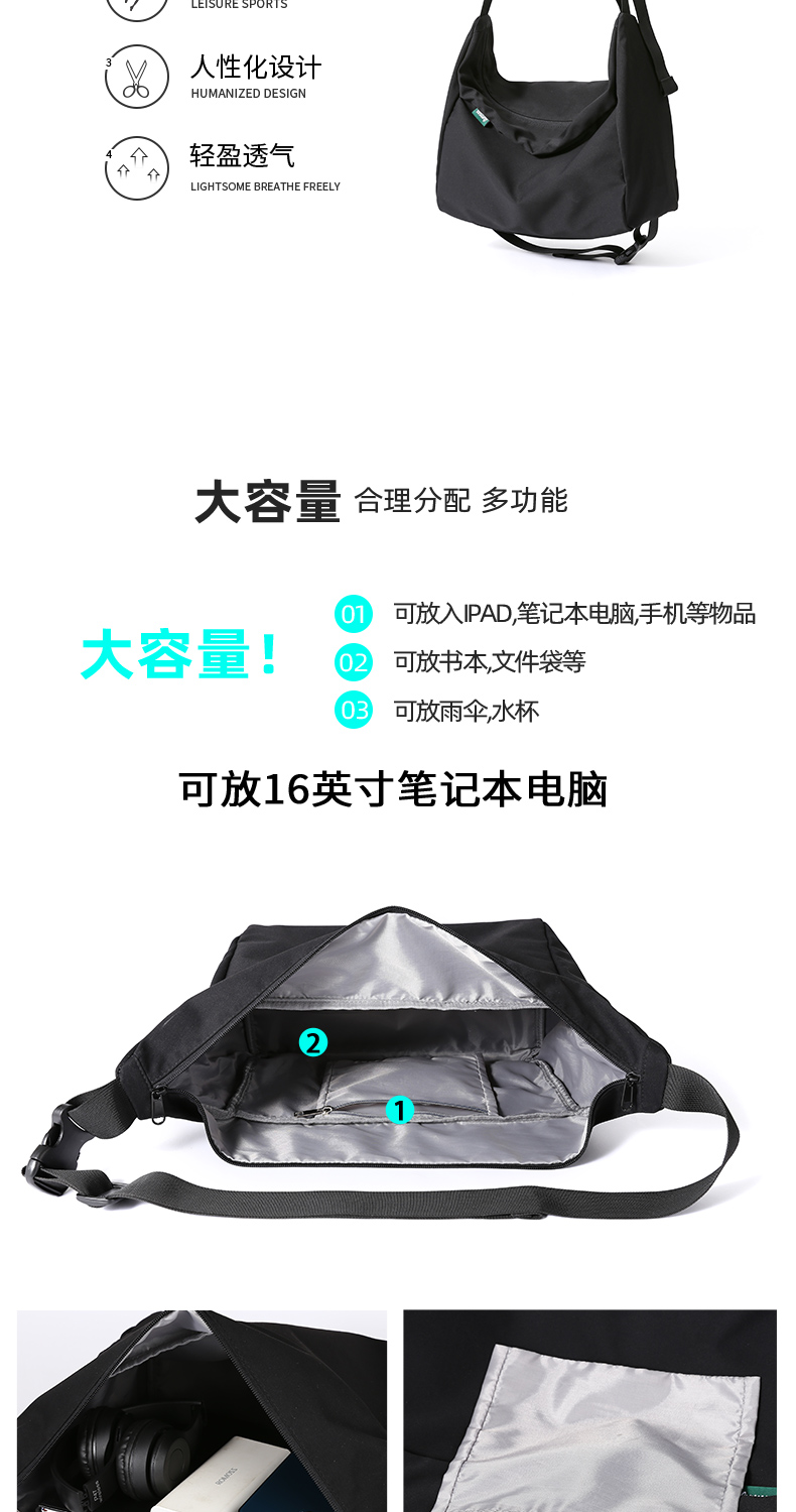 MOYYI Spot goods Messenger Bag Men's Canvas Shoulder Female Casual ...