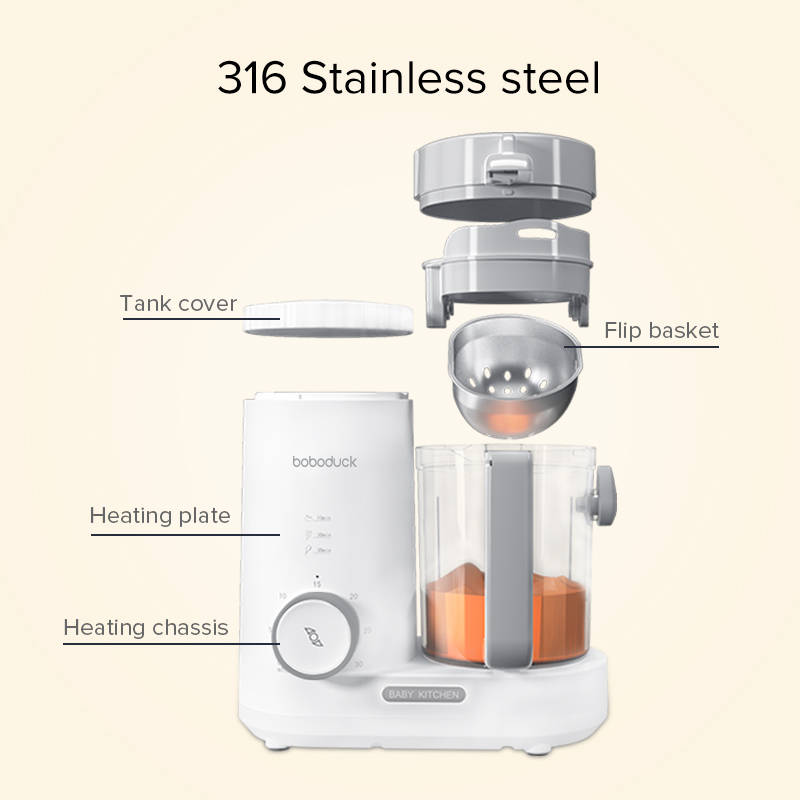 Boboduck 4 in 1 Baby Food Processor Heating/Steam/Defrost/Blend Can