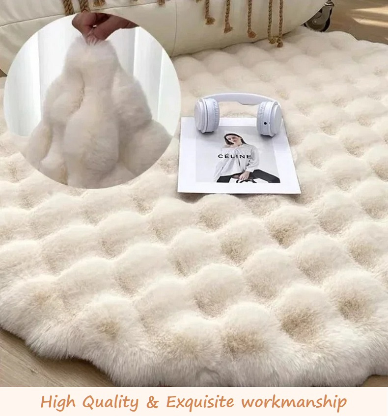 Faux Rabbit Fur Round Rugs Carpet for Bedroom Living Room Ramadan ...