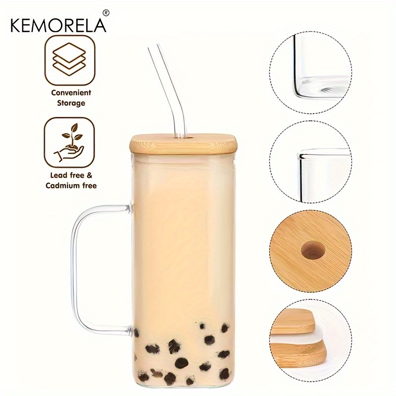 KEMORELA 4/6PCS Square Glass Water Cup New Style Straw Cup And High ...