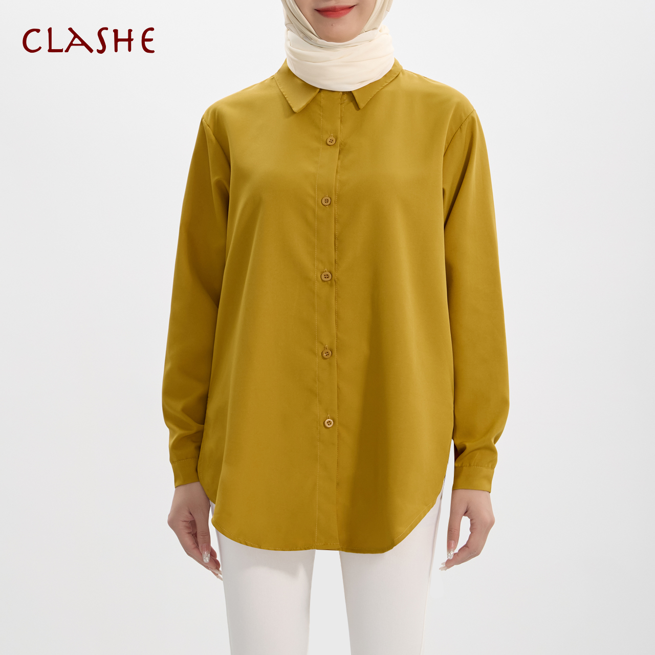 Clashe Button Blouse Viral Blaus Loose Versatile Women Shirt Baju ...