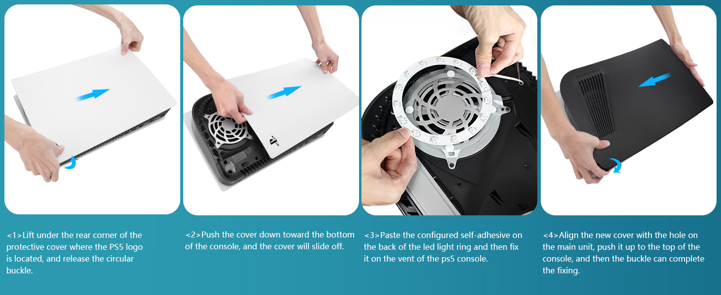 PS5 Plates Console Accessories with Cooling Vent and RGB LED Light ...