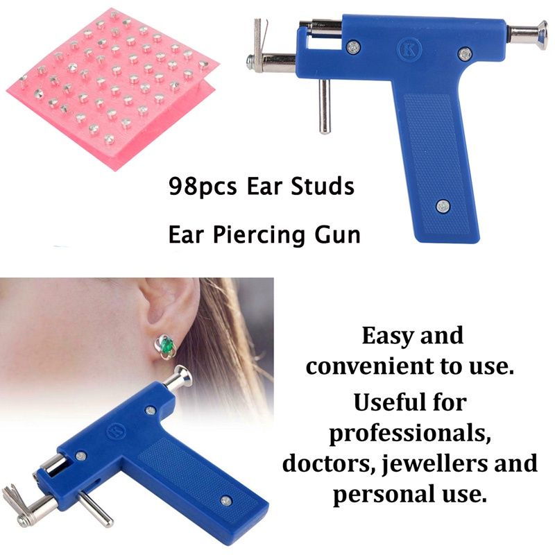 Safety Stainless Steel Ear Piercing Gun with Earrings Set Professional ...