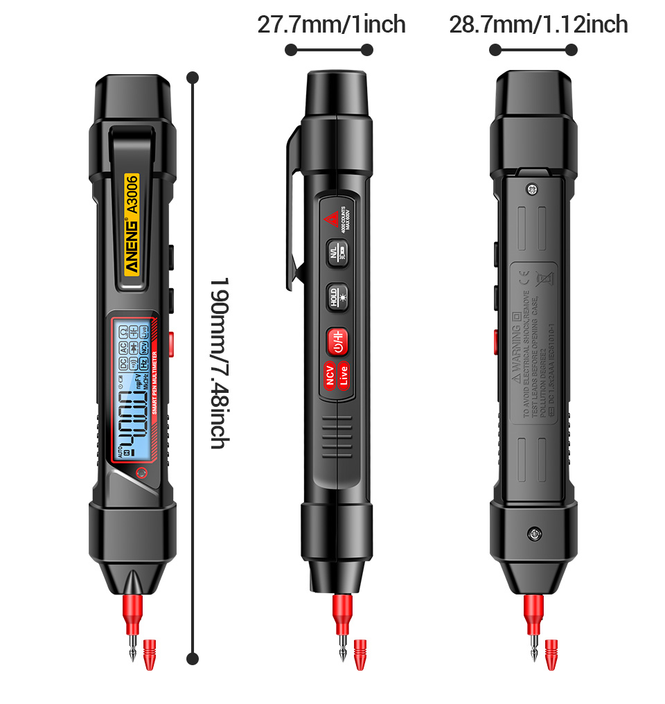 ANENG One Set A3006 Multifunctional Pen Type Multimeter, 4000 Counts AC ...