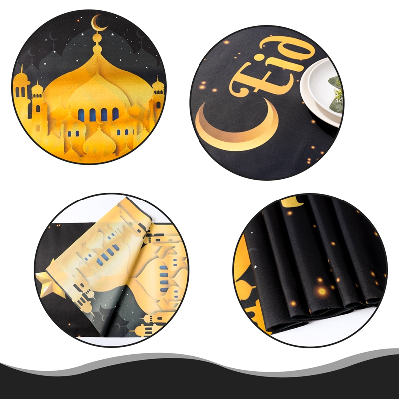 180*35cm 7 Style Eid Mubarak Star Temple Pattern Table Runner Ramadan ...