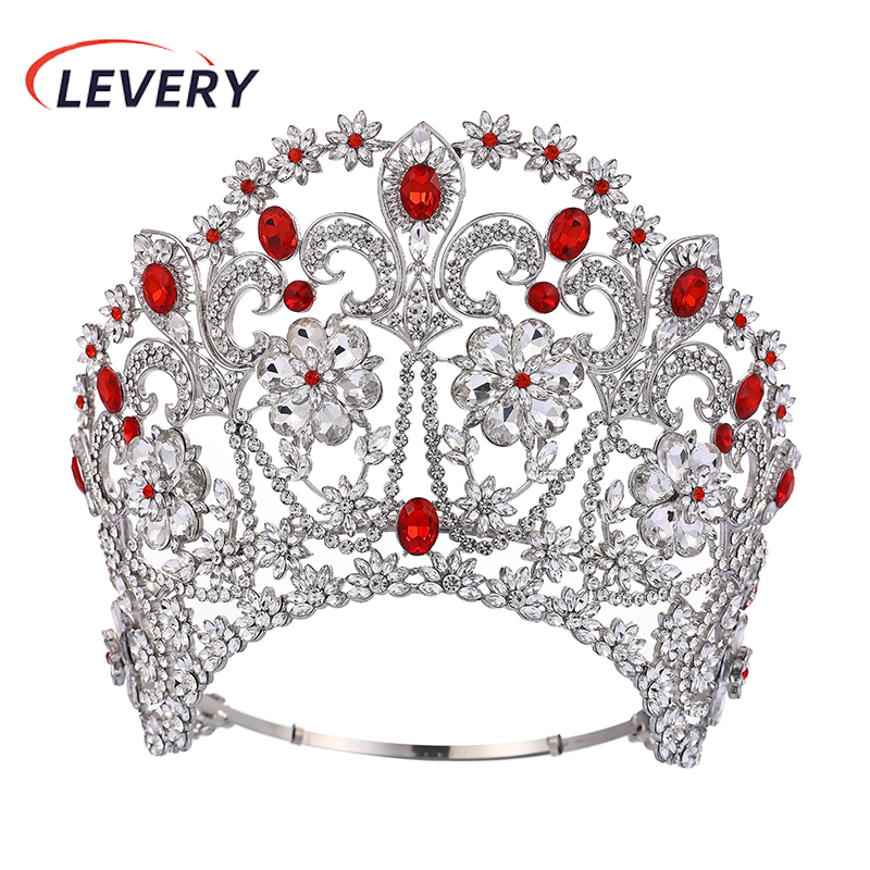 Levery Miss Universe Hair Crown Shining Rhinestone Tiara Large Bridal ...