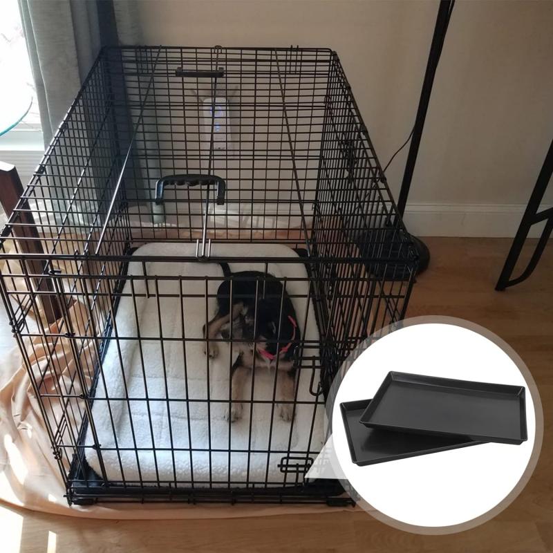 View of Parrot Toilet Pan Bird Cage Tray Black Replacement Dog Crate Pan, Bunny ...