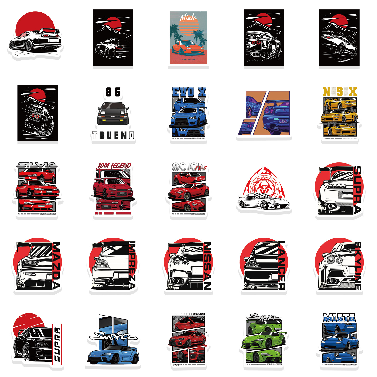 50Pcs/Set JDM Legend . Modified Cars Series 01 Stickers Waterproof DIY ...