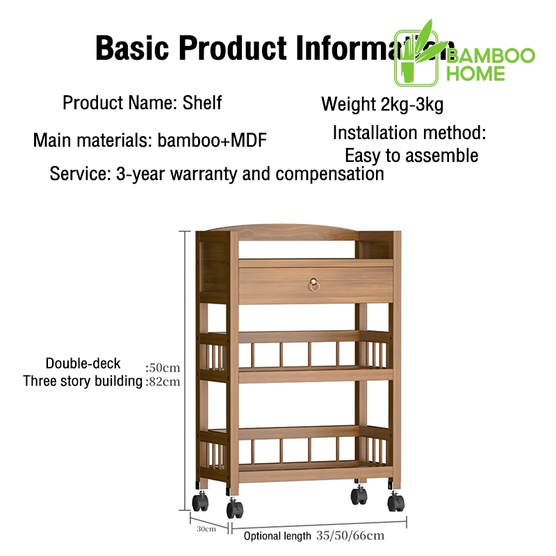 Moving Rack Portable Storage Rack Food Cart Rolling Cart Shelf With ...