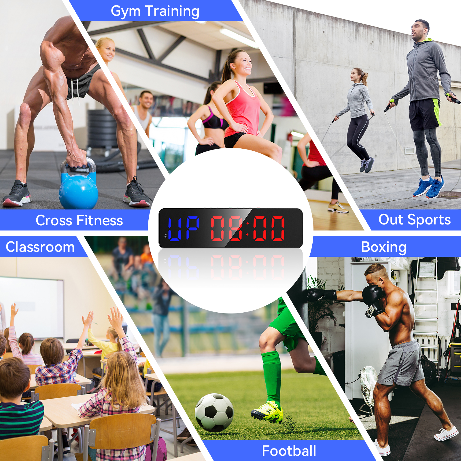 2 inch LED Gym Timer Digit with Remote Interval Workout Clock for Home ...