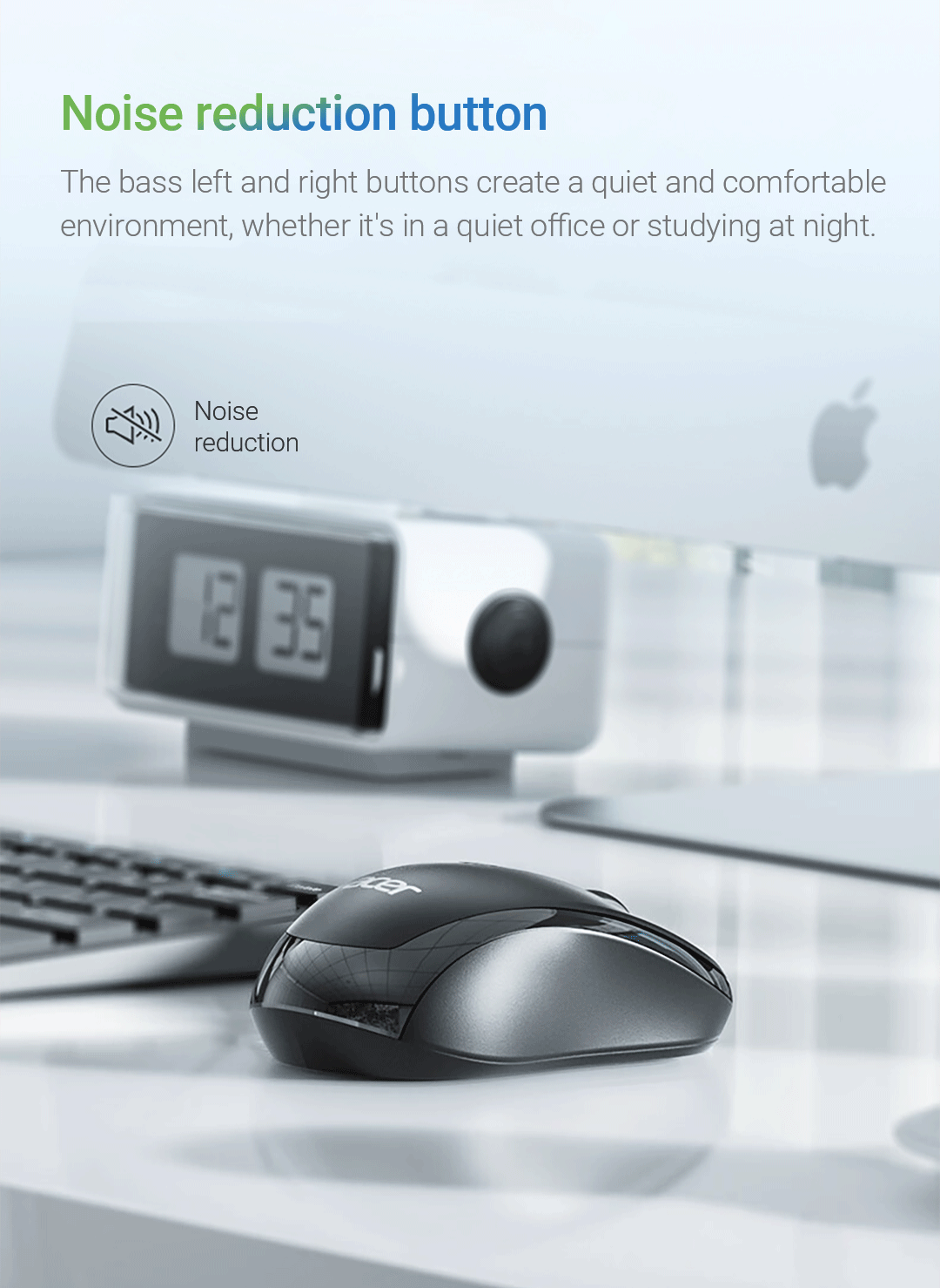 Acer Silent Wireless Mouse 2.4GHz USB Slient Click, Sensitivity For Win ...