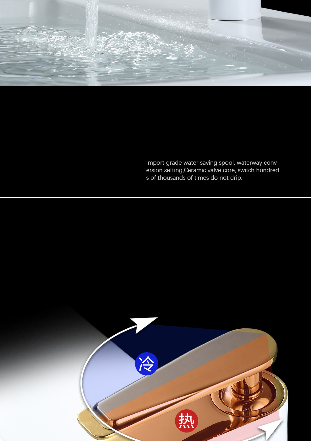 Bathroom Basin Faucet Hot and Cold Mixed Water Tap Bathroom Faucet Set