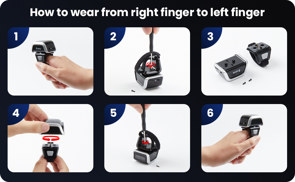 Eyoyo 2D Bluetooth Ring Barcode Scanner, Mini Wireless Wearable Finger ...