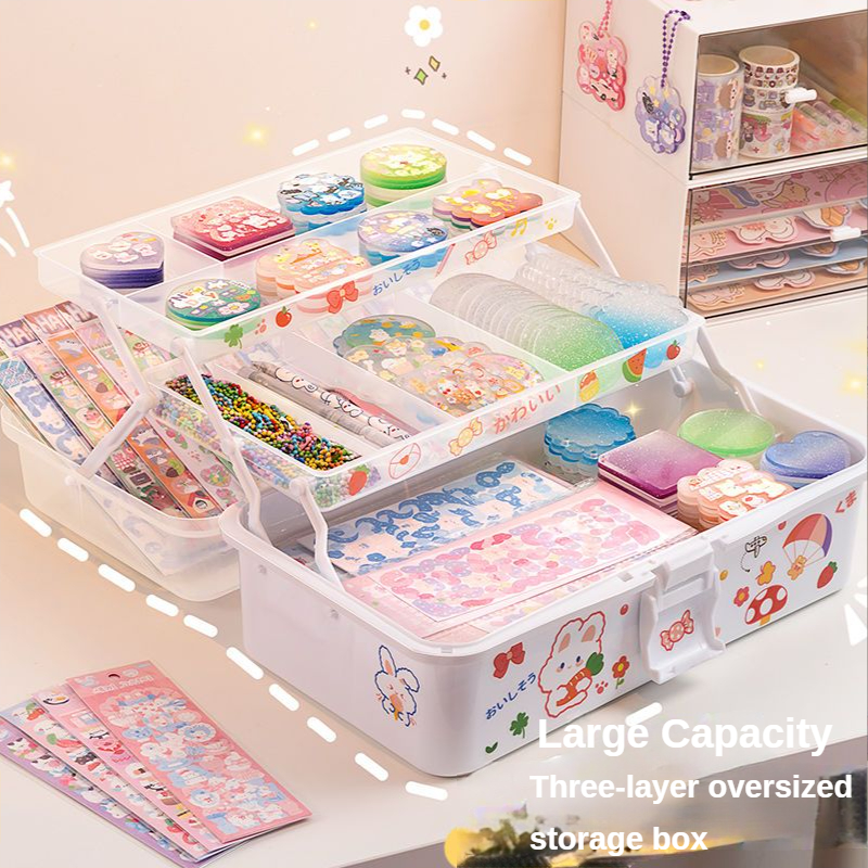 DIY Guka Set Three-layer Storage Box Hand Account Sticker Goo Card ...
