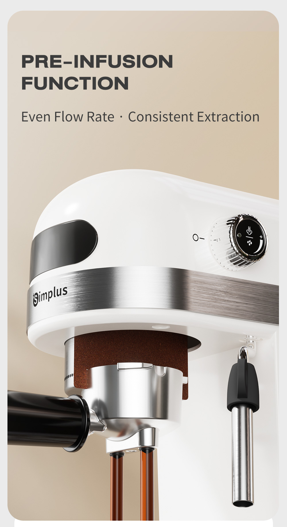 Simplus Espresso Semi-Automatic Coffee Machine Milk Frother KFJH007 ...