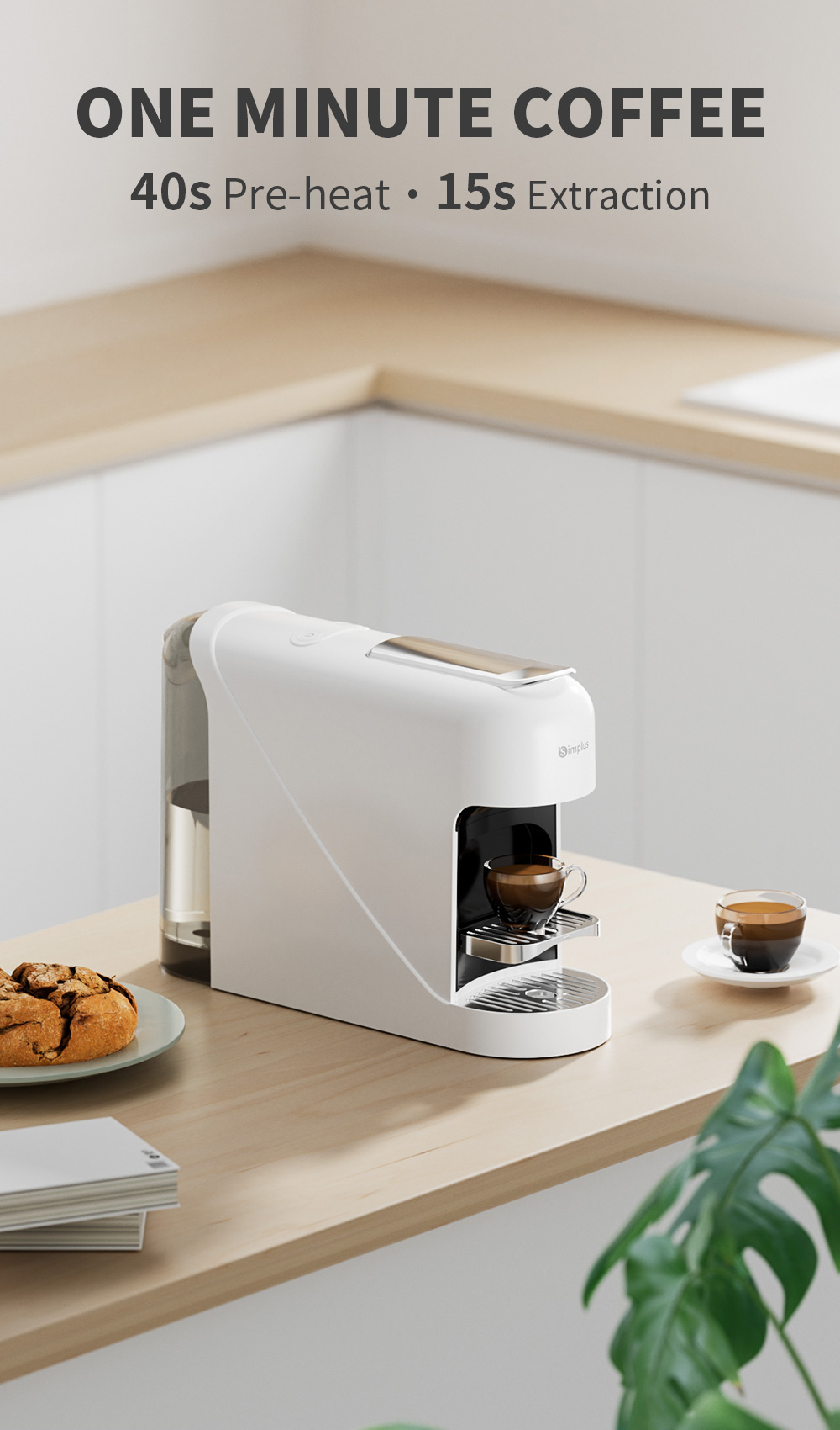 Simplus Large Water Tank Nespresso Coffee Machine (100-200ml/900ml ...