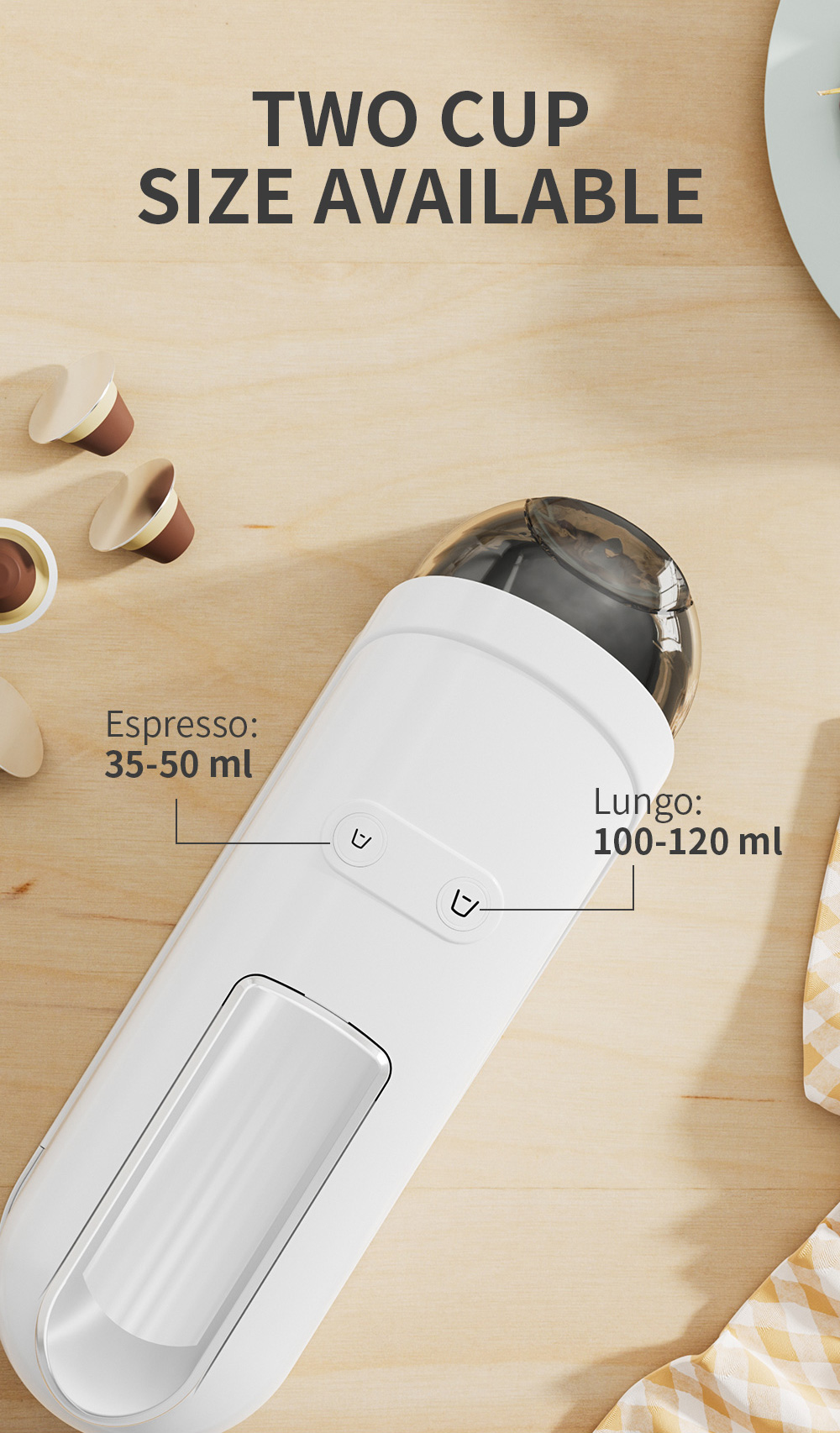 Simplus Large Water Tank Nespresso Coffee Machine (100-200ml/900ml ...