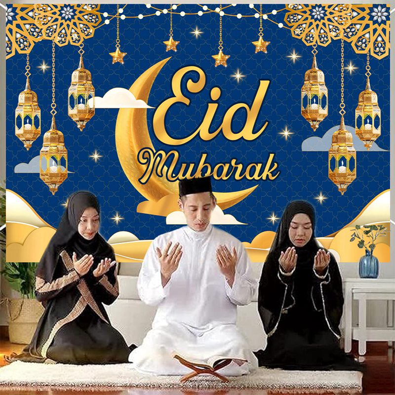 1*1.5 Meters Hari Raya Banner Ramadhan Decoration for Home 2024 Blue ...