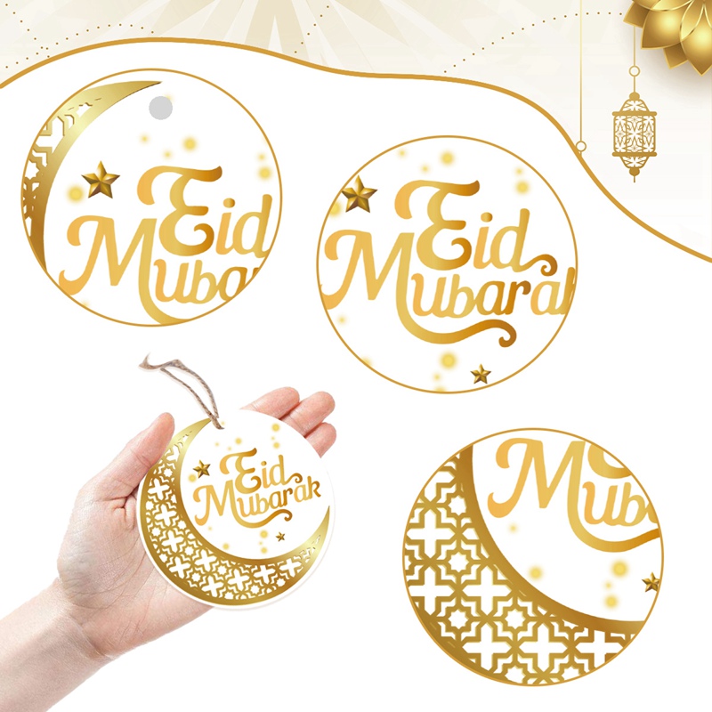 14pcs/pack Raya Decoration Hari Raya Hanging Pendants Eid Mubarak Paper ...