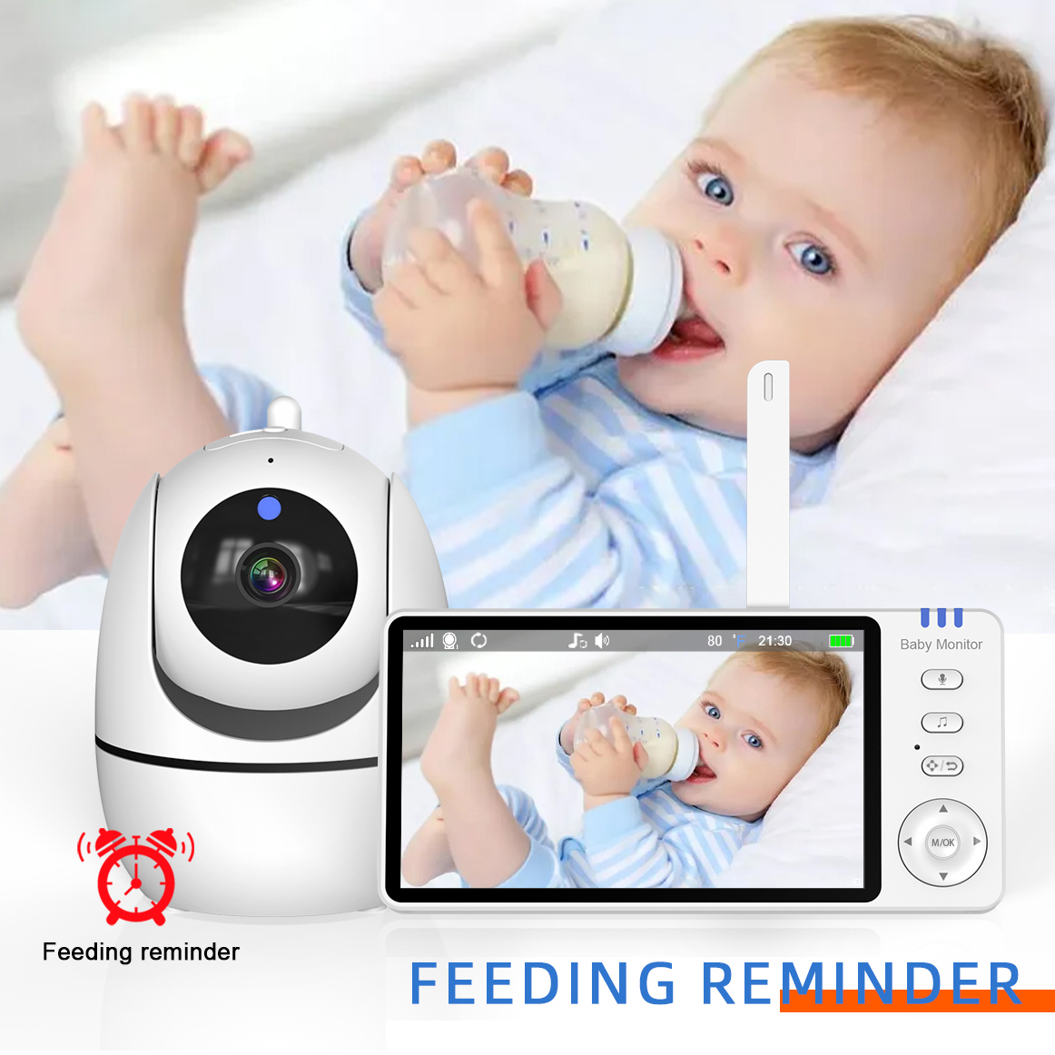 5.0 inch Wireless Video Color Baby Monitor High Resolution Baby Nanny ...