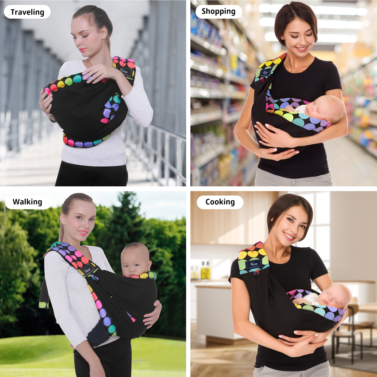 CUBY Baby Carrier Newborn by CUBY Natural Cotton Baby Sling Baby Holder Extra Comfortable for