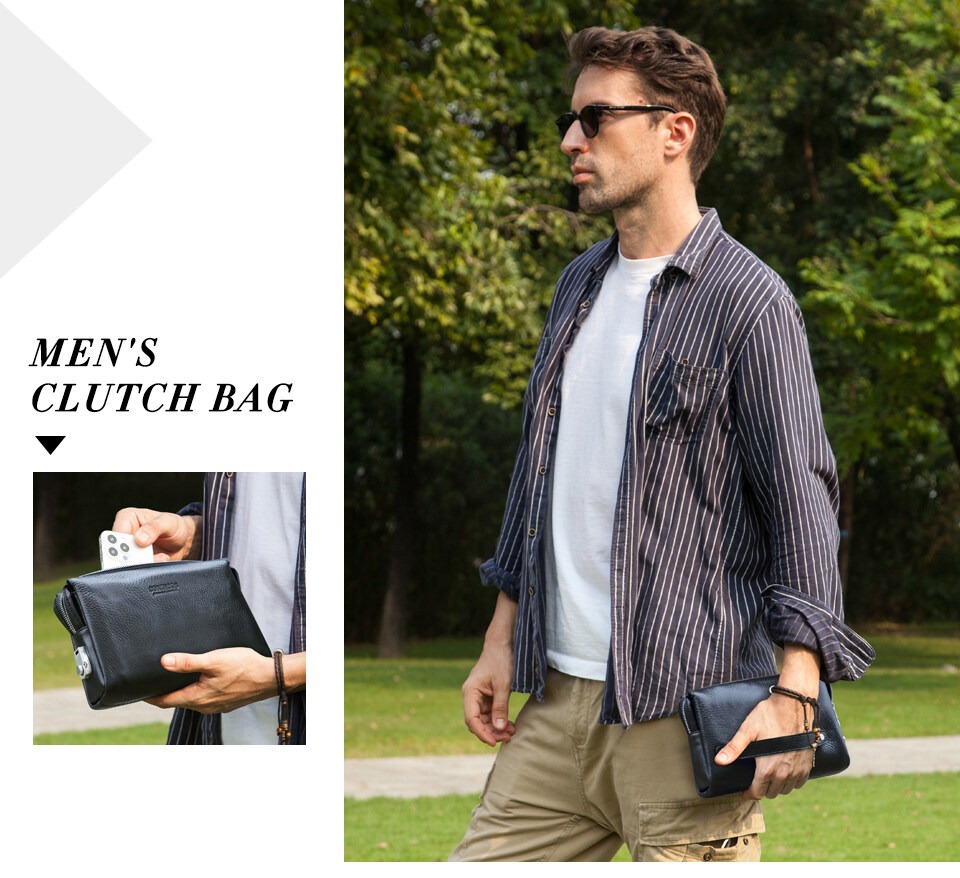 CONTACT'S Genuine Leather Password Design Men Clutch Men Handbag ...
