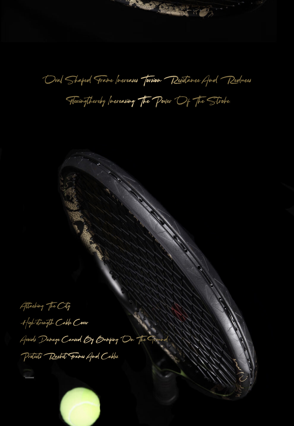 ALP TFTY JL Dragon Max50LBS Tennis Racket 100% Full Carbon Fiber ...