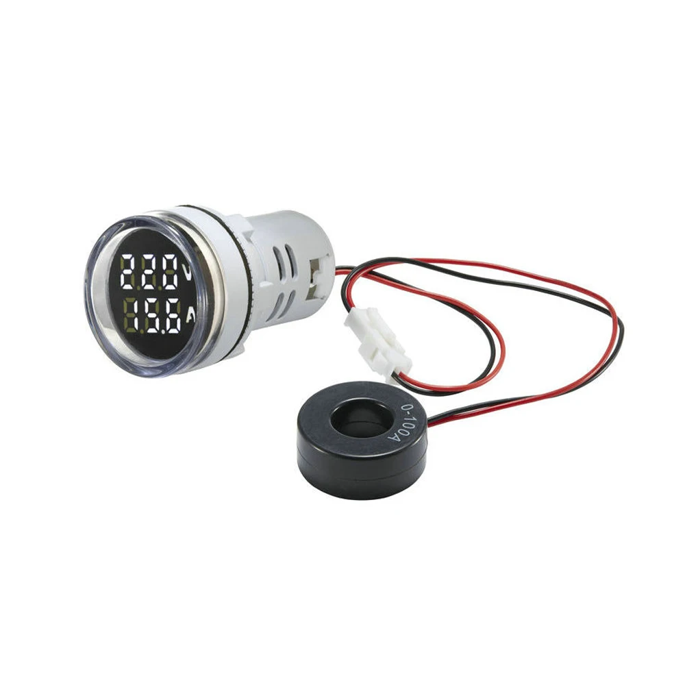 Voltmeter Ammeter 22mm AC 50-500V 1-100A Amp Volt Voltage Tester Meter ...