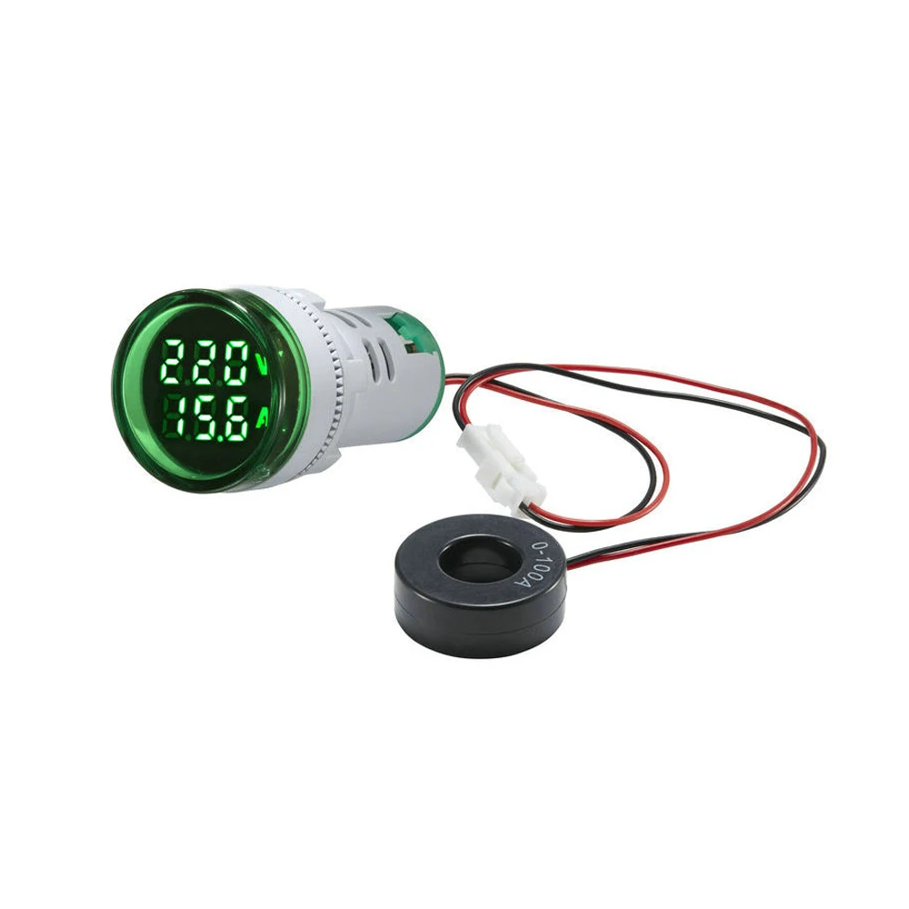 Voltmeter Ammeter 22mm AC 50-500V 1-100A Amp Volt Voltage Tester Meter ...