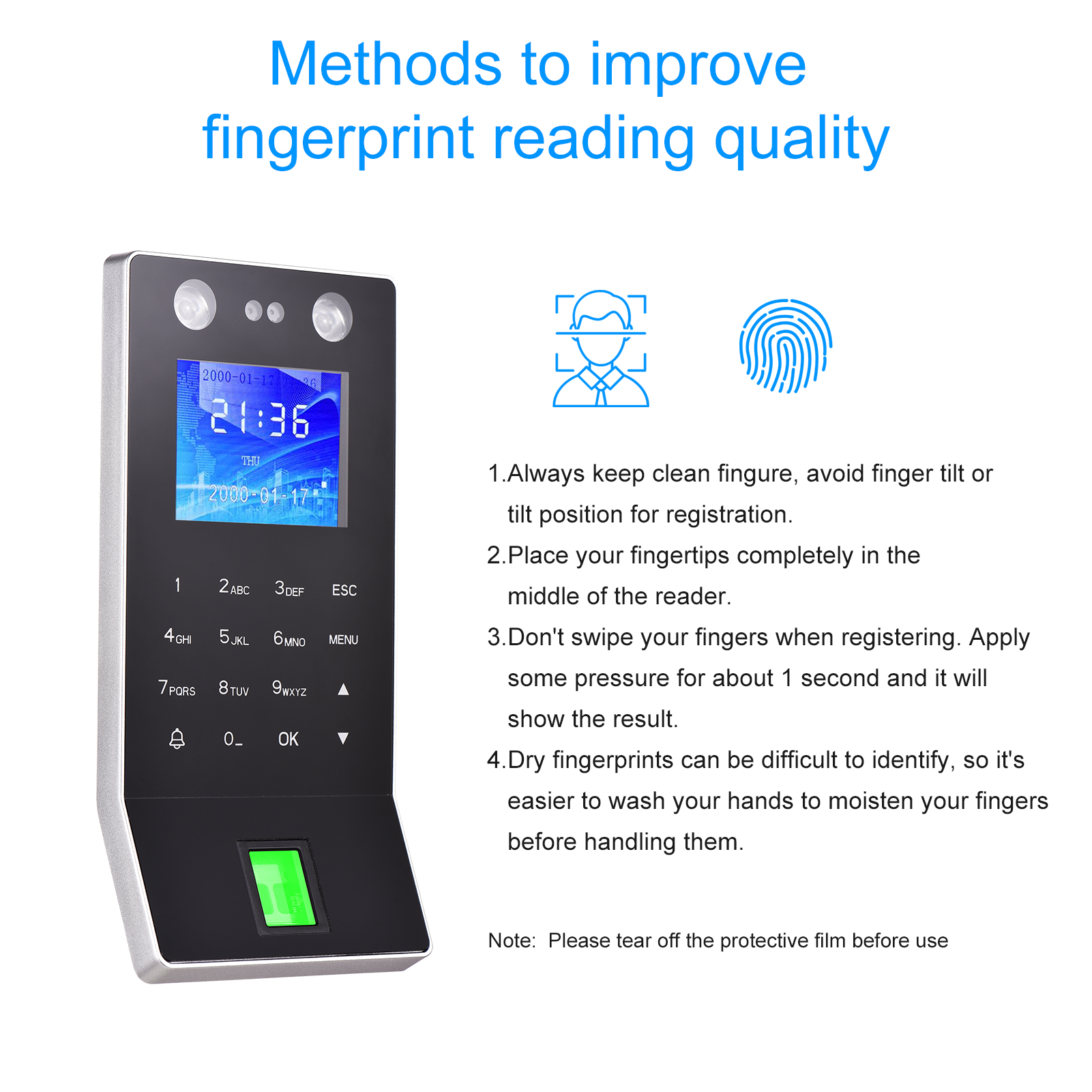 Face Recognition Fingerprint Password Attendance Machine Access Control ...
