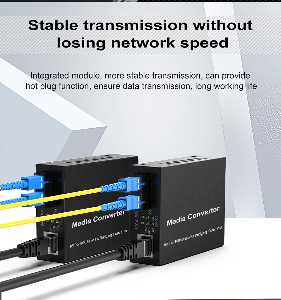 JT-COM SC Gigabit Media Converter with a Built in 1Gb Multimode SC ...