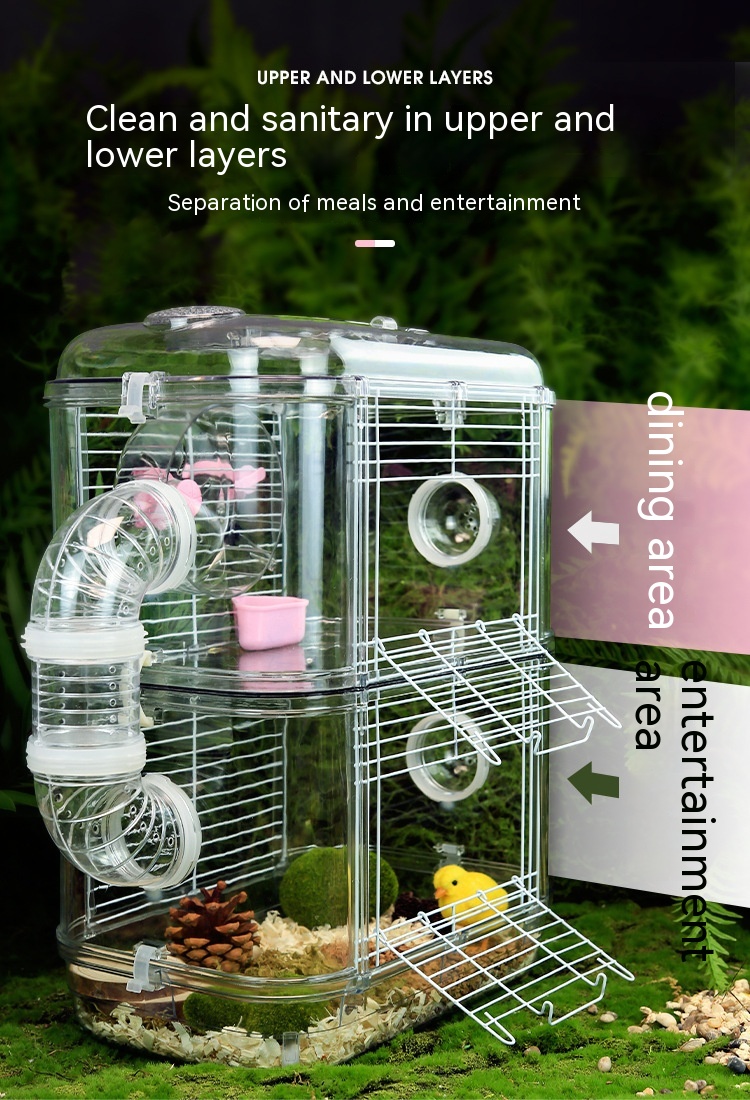 Hamster Cage Oversized Villa Deluxe Double-Layer Cage Easy to Clean ...