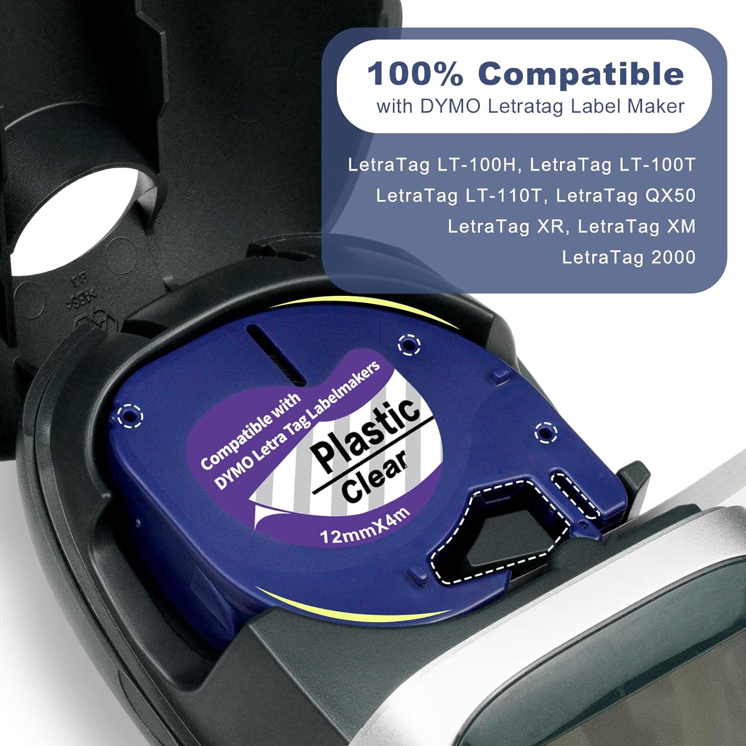 DYMO Compatible Label Tape LetraTag Refills 12267 16952 Plastic LT ...