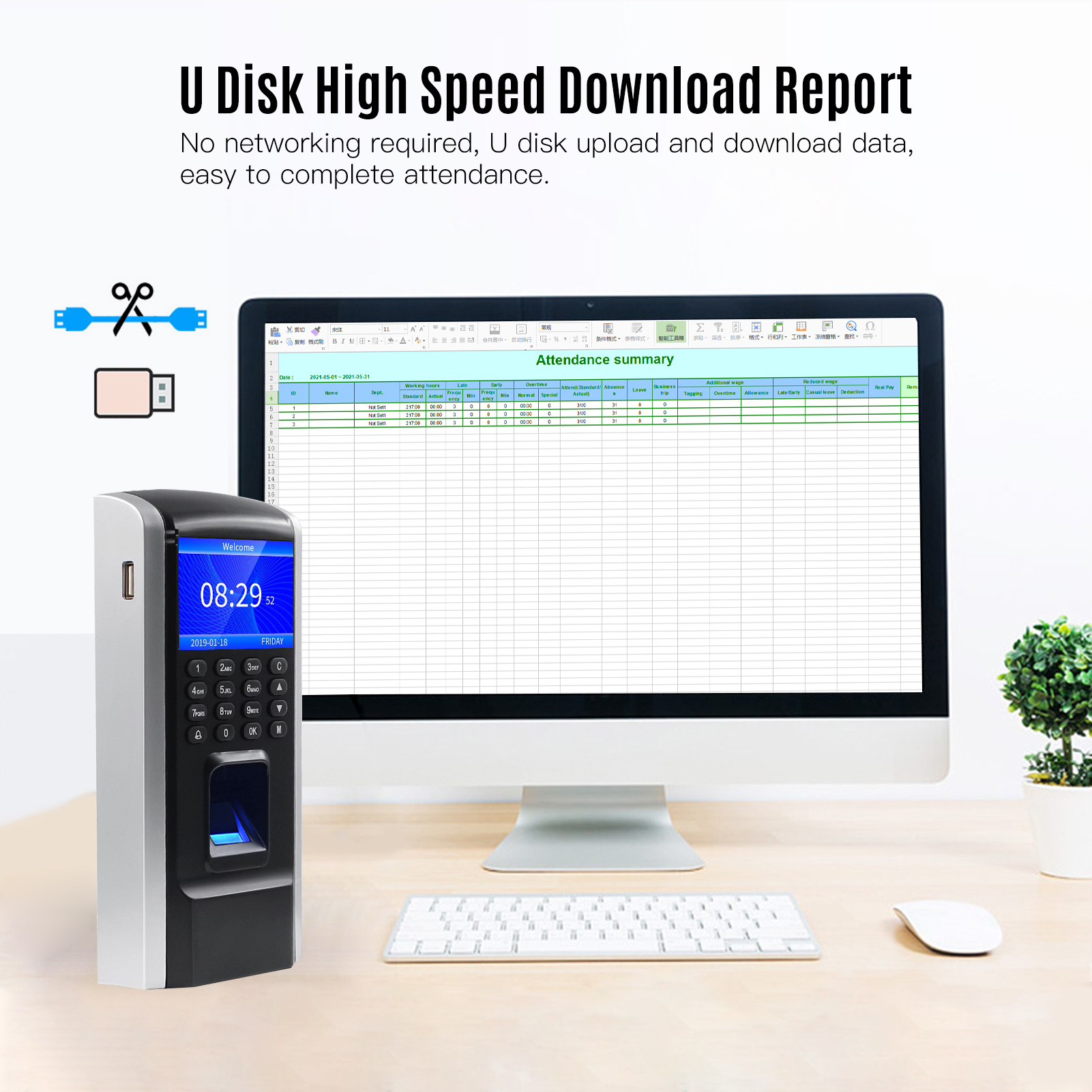 Fingerprint Access Control Time Attendance Machine Biometric Time Clock ...