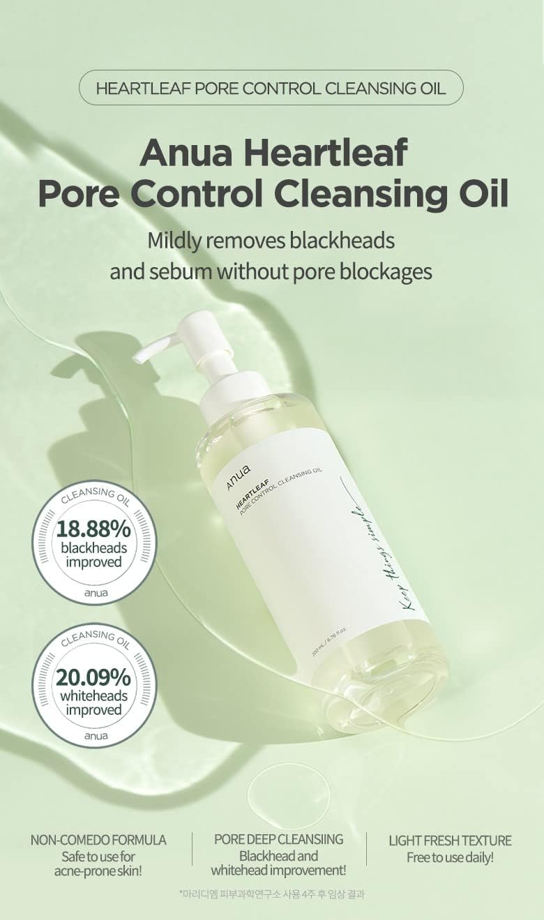 Anua Heartleaf Pore Control Cleansing Oil 200ml / 50ml， Mild and Soothing  removes blackheadsand sebum without pore blockages Cleansing Oil | Shopee  Malaysia