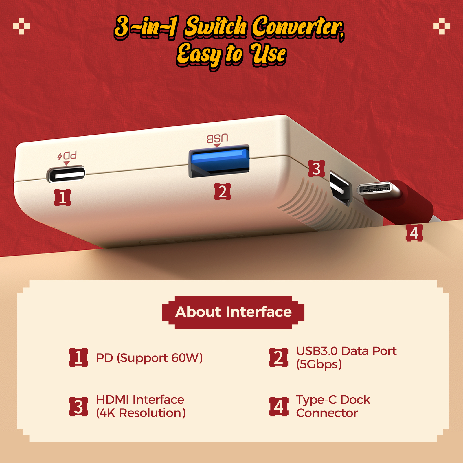 IINE Switch Video Converter 3-in-1 HD Resolution Conversion for ...