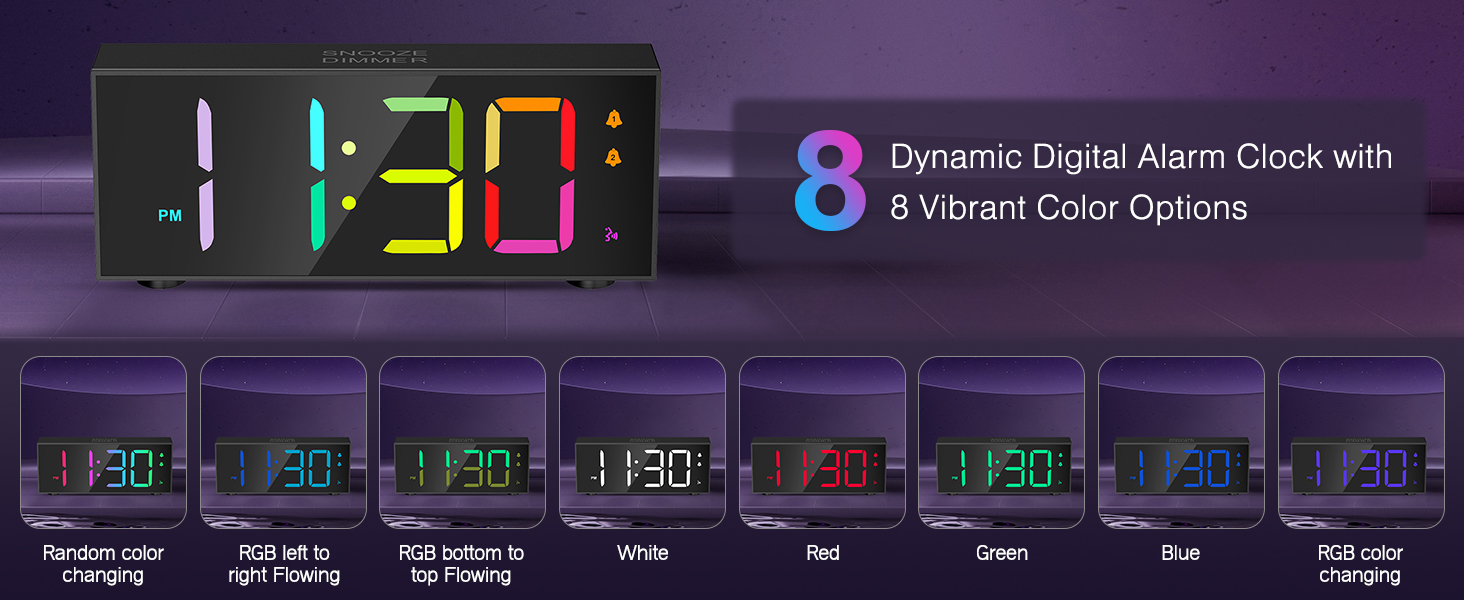 ORIA LED Digital Clock Type-C charging Bedroom Desk Clock with 2 Alarms ...